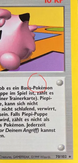 Pokemon TCG 1st Edition German Base Set Piepi-Puppe Trainer 70/102 MP/LP - Image 4