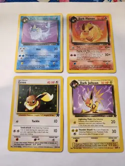 Pokemon Dark Jolteon Dark Flareon Dark Vaporeon And Eevee Team Rocket Lot - LP - Image 1