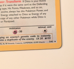 Ditto 3/62 Rare Holo Pokemon Card Fossil Set 1999 - Image 5