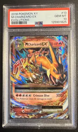 M CHARIZARD EX 2016 Pokemon #13/108 PSA 10 GEM MINT XY Evolutions Holo Card - Image 1