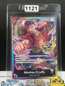 ONE PIECE TCG MONKEY D. LUFFY RARE 3RD ANNIVERSARY PROMO ALT ART (1121) - Image 1