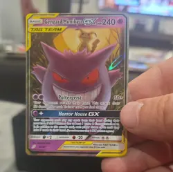 Pokemon TCG Gengar & Mimikyu GX TAG TEAM Holo Sm-Team Up 53/181 Psychic - Image 1