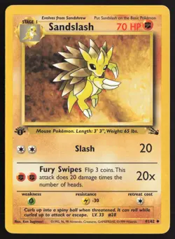 Pokemon TCG | Sandslash 41/62 | Uncommon | Fossil | 1st Edition Lightly Played - Image 2