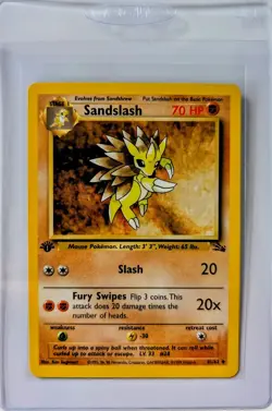 1st Edition Sandslash Pokemon Fossil 41/62 Raw Excellent - Image 1