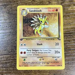 Sandslash Fossil 41/62 1st Edition Pokemon Card Ken Sugimori Art - Image 1