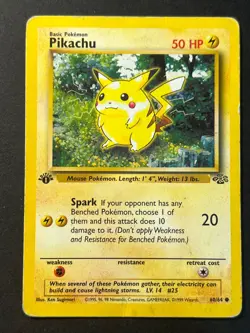 Pikachu 60/64 1st edition Jungle Common WOTC Pokemon Card HP - Image 1