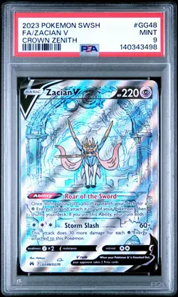 2023 POKEMON SWORD & SHIELD CROWN ZENITH #GG48 FULL ART/ZACIAN V PSA 9 - Image 1