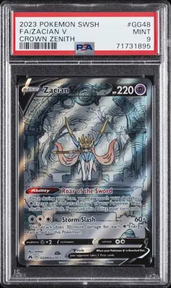 2023 POKEMON SWORD & SHIELD CROWN ZENITH #GG48 FULL ART/ZACIAN V PSA 9 - Image 1