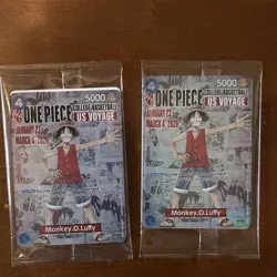 Bandai Namco One Piece Card Game Monkey D Luffy Leader US Voyage Promo Holo Card - Image 1