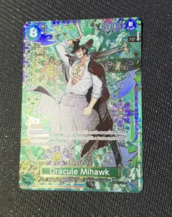 One Piece Card Dracule Mihawk OP12-030 SP OP14 Azure Sea’s Seven Mint In Hand - Image 3
