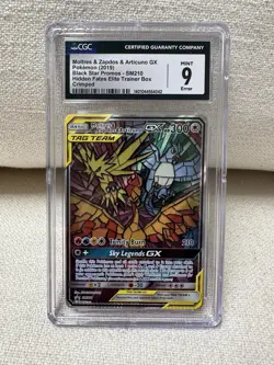 Pokemon TCG Moltres & Zapdos & Articuno GX SM210 CGC 9 Crimp Error - Image 1