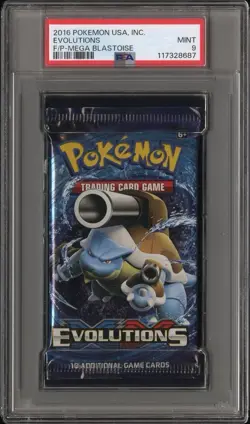2016 Pokemon USA Inc. XY Evolutions Mega Blastoise PSA 9 Foil Booster Pack MINT! - Image 1