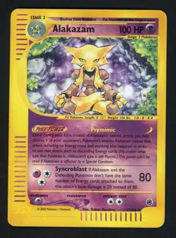 Pokemon Alakazam TCG Expedition Base Set 1/165 Reverse Holo Rare Card 2002 - Image 1