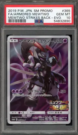 Pokemon Armored Mewtwo Strikes Back Evo. Japanese Full Art Promo 365/SM-P PSA 10 - Image 1