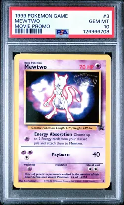1999 POKEMON GAME MOVIE PROMO #3 MEWTWO PSA 10 - Image 1