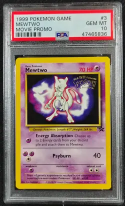 🏆 PSA 10 Mewtwo #3 1999 Pokemon Game Movie Promo - LEGENDARY VINTAGE! - Image 1