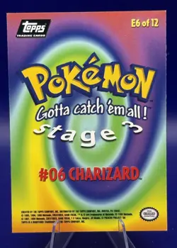 Charizard E6 of 12 - Lack Logo - Non-Holo - 1998 Topps Pokemon Card - Image 2