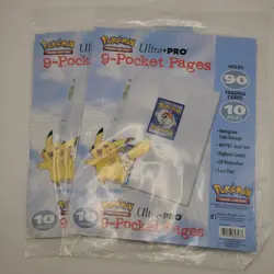 2 PK ULTRA-PRO Embossed Pokemon Pikachu 9-Pocket Pages 10 Pages, Holds 90 Cards - Image 1