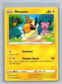 Morpeko (036) Normal Common Shining Fates SHF Lightning 036/072 Pokemon Card TCG - Image 1
