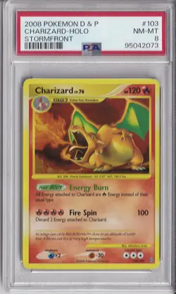 Charizard 103/100 Holo Secret Rare Pokemon 2008 D&P Stormfront PSA 8 NM-MT - Image 1