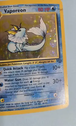 1999 Vaporeon 12/64 - Cosmos Holo Rare - Jungle - Pokemon TCG - Image 3