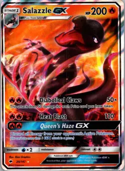 Pokemon TCG Salazzle-GX 25 Burning Shadows Holofoil NM - Image 1