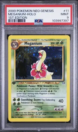 Meganium Holo 1st Edition 11/111 Pokemon 2000 Neo Genesis PSA 9 MINT - Image 1
