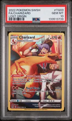 2022 POKEMON SWORD & SHIELD LOST ORIGIN #TG03 FULL ART/CHARIZARD PSA 10 - Image 1