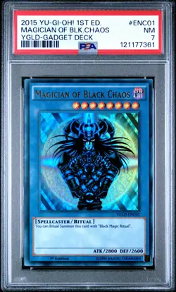 2015 YU-GI-OH! YUGI'S LEGEND DECK: GADGET DECK MAGICIAN OF BLACK CHAOS PSA 7 - Image 1