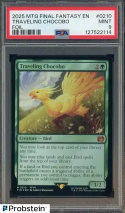 2025 MAGIC THE GATHERING FINAL FANTASY #0210 TRAVELING CHOCOBO FOIL PSA 9 - Image 1