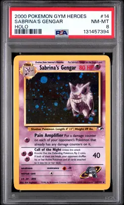2000 POKEMON GYM HEROES HOLO #14 SABRINA'S GENGAR PSA 8 - Image 1