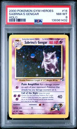 2000 POKEMON GYM HEROES HOLO #14 SABRINA'S GENGAR PSA 8 - Image 1