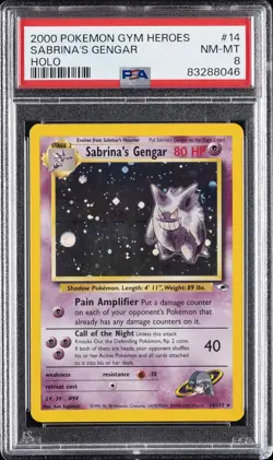 2000 POKEMON GYM HEROES HOLO #14 SABRINA'S GENGAR PSA 8 - Image 1