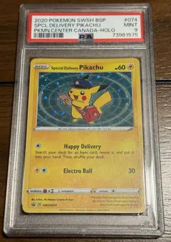 2020 POKEMON SWSH BLACK STAR PROMO #074 SPECIAL DELIVERY PIKACHU-HOLO PSA 9 - Image 1