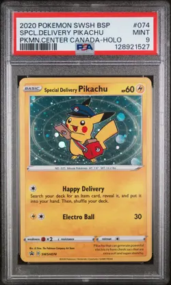 2020 POKEMON SWSH BLACK STAR PROMO #074 SPECIAL DELIVERY PIKACHU-HOLO PSA 9 - Image 1