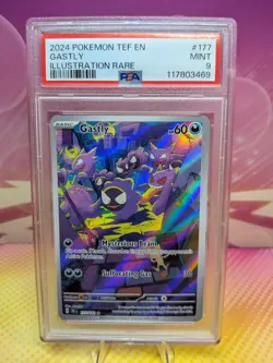 Pokemon Gastly Holo Illustration Rare Card 177/162 SV05: Temporal Forces PSA 9 - Image 1