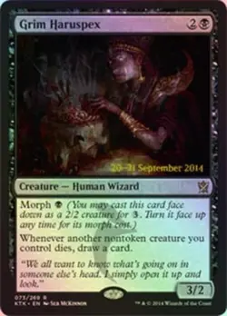 1 x Grim Haruspex - Foil - Prerelease Promo - Khans of Tarkir - Moderate Play - - Image 1