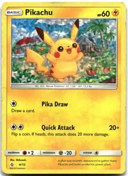 Pokemon Pikachu - 4/12 HOLO Promo McDonald's Promos 2018 004/012 HP - Image 1