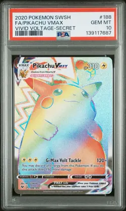 PSA 10 Pikachu VMax 188/185 Vivid Voltage Secret Rare GEM MINT - Image 1