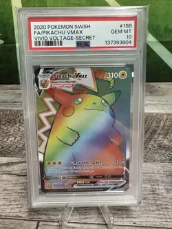2020 Pokemon Rainbow Pikachu VMAX Full Art Vivid Voltage PSA 10 - Image 1