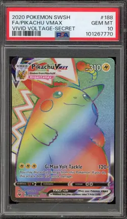 Pokemon Pikachu VMAX Vivid Voltage Secret Rare Full Art #188 PSA 10 Gem Mint - Image 1