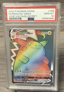 2020 POKEMON SWORD & SHIELD VIVID VOLTAGE SECRET FULL ART/PIKACHU VMAX PSA 10 - Image 1