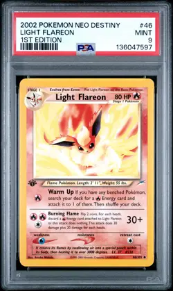 2002 POKEMON NEO DESTINY 1ST EDITION #46 LIGHT FLAREON PSA 9 - Image 1