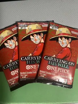 3 x English OP13 One Piece TCG Carrying On His Will Booster Packs - Image 1