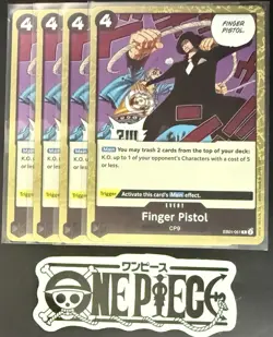 4x One Piece EB01-051 R Finger Pistol - English - Foil - Playset - TCG - NM/M - Image 1