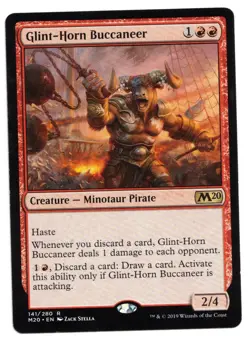 Magic the Gathering MTG Card: Glint-Horn Buccaneer 141/280 M20 Core Set Rare! EX - Image 1