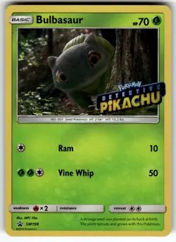 Bulbasaur - (Detective Pikachu Stamped) SM198 SM Promos LP Pokemon Card TCG - Image 1