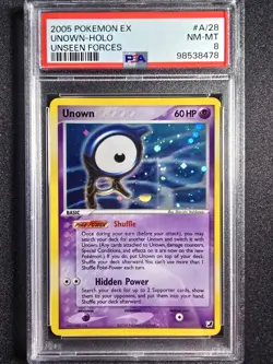 PSA 8 Unown Holo A/28 - 2005 EX Unseen Forces Rare Graded Pokemon Card - Image 1