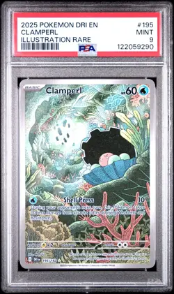 PSA 9 Clamperl 195/182 Pokemon Sv10: Destined Rivals Illustration Rare 2025 MINT - Image 1