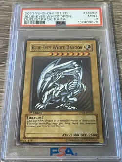 Yu-Gi-Oh! Blue-Eyes White Dragon DPKB-EN001 Super Rare 1st Edition PSA 9 Mint - Image 1